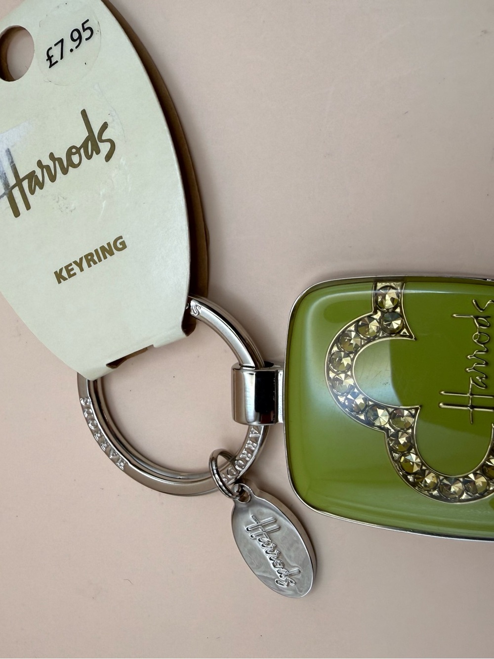 Harrods Of London Silver Branded Square Keyring
